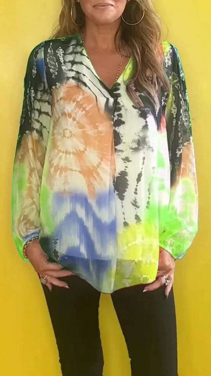 🔥SUMMER SALE 49% OFF🔥Casual V-Ausschnitt Tie-dye Top