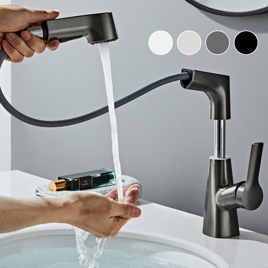 🔥Hot Sale🔥 1 Hole Bathroom Faucet with Pull out Sprayer ✈️Free Shipping